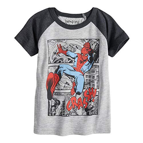 Jumping Beans Toddler Boys 2T5T Marvel SpiderMan Crash Raglan Graphic Tee 2T Heather Gray