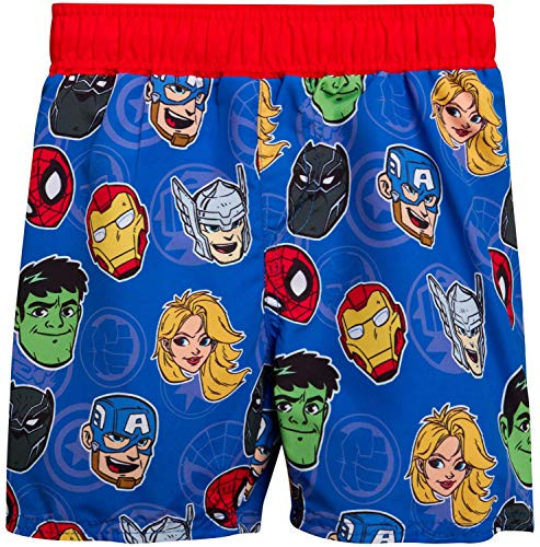 Marvel Boys Avengers Swim Trunk Shorts  Spiderman Hulk Captain America Iron Man Superhero Multi Faces Avengers Size 4T
