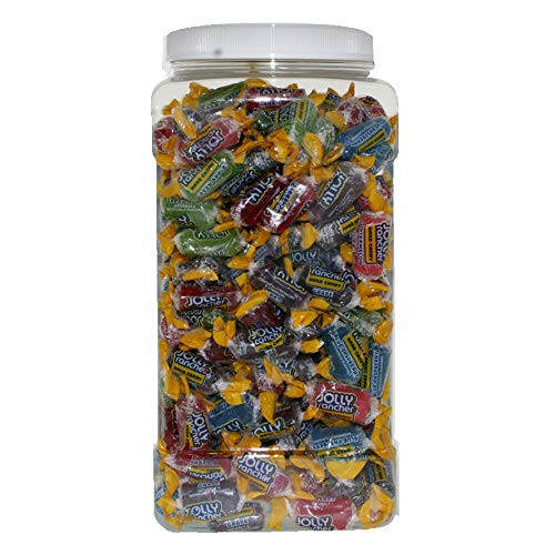 Jolly Rancher 45 Pounds Individually Wrapped Assorted Fruit Flavored Hard Candies  Original Bulk Jolly Ranchers in 1 Gallon Gift Ready Reusable Square Jar