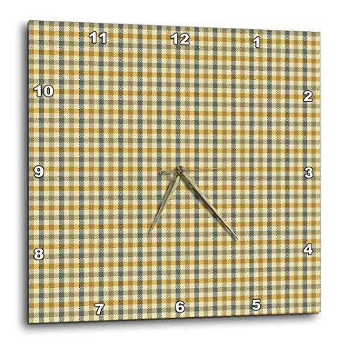 3dRose Gray and Yellow Plaid Patterned Art - Wall Clock, 10 by 10-Inch (DPP_130528_1)