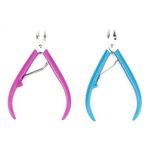 IKAAR Cuticle Nippers Cuticle Cutter and Remover Cuticle Scissor Trimmer Manicure Tool for Dead Skin Pack of 2 BluePurple