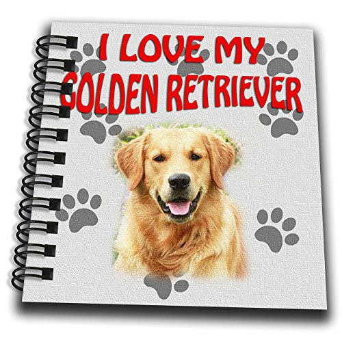 3D Rose I Love My Golden Retriever Canvas Cute Dog Mini Notepad 4 x 4
