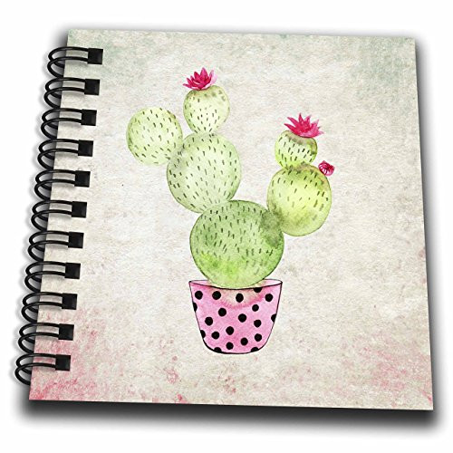 3D Rose Cactus Cacti Fun Illustration Cute Watercolor Floral Flowers Flowerpot Mini Notepad 4 x 4