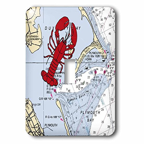 3D Rose lsp2048911 Print of Plymouth Bay Chart with LobsterSingle Toggle Switch
