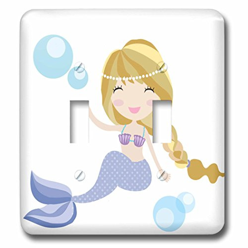 3dRose lsp2548722 Cute Blonde Braided Mermaid In Purple Illustration  Double Toggle Switch