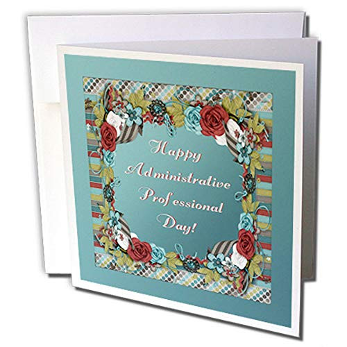 3dRose Frame of Flowers Strips Circles Administrative Professionals Day  Greeting Cards 6 x 6 Set of 12 gc2395652