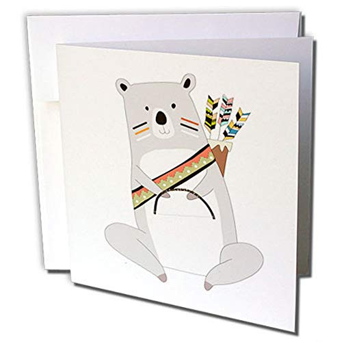 3dRose Cute Tribal Bear with A Bow and Arrows Illustration  Greeting Cards 6 x 6 Set of 12 gc2548522