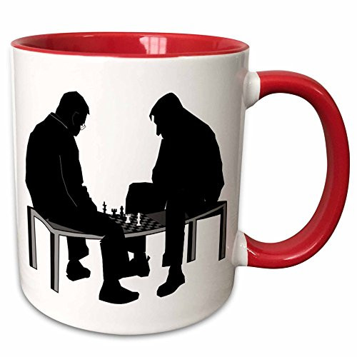 3dRose Print of Vintage Black Chess Match Ceramic Mug 11 oz RedWhite