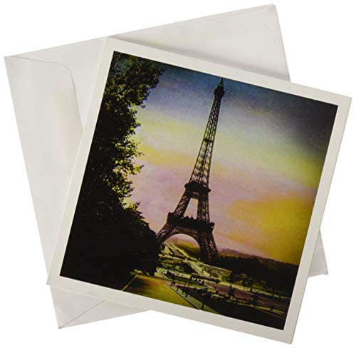 3dRose Vintage Hand Colored Magic Lantern Eiffel Tower Trocadero Paris 1910 Greeting Card gc2462735