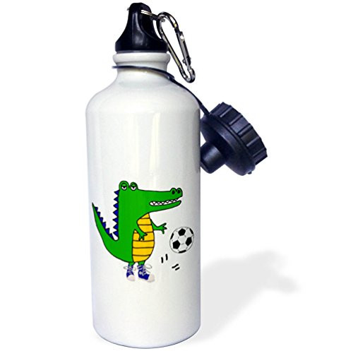 3dRose Funny Cute Alligator Playing Soccer Cartoon Water Bottle 21 ounces 3dRose Funny Cute Alligator Playing Soccer Cartoon Water Bottle 21 ounces