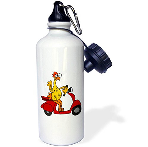 3dRose Funny Cute Rubber Chicken riding red Motor Scooter Cartoon Water Bottle 21 ounces 3dRose Funny Cute Rubber Chicken riding red Motor Scooter Cartoon Water Bottle 21 ounces