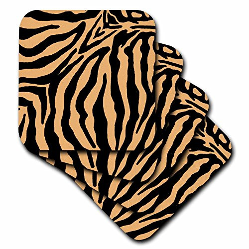 3dRose CST260842 Tiger Print IISoft Coasters Set of 8