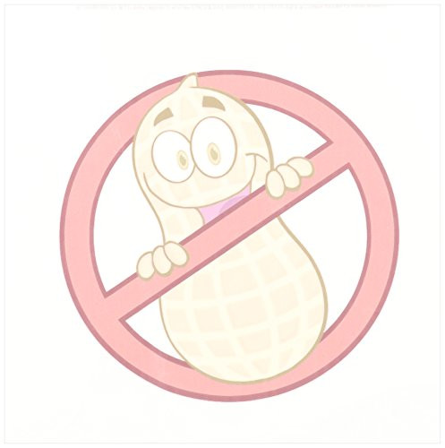 3dRose ht1191391 Cute Peanut Allergy Cartoon AntiPeanut Warning Iron on Heat Transfer for White Material 8 by 8Inch