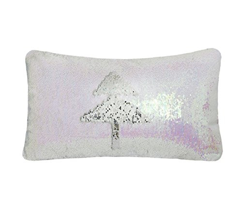 Zdada Home Decor Mermaid Sequin Throw Cases,Iridescent and Silver Two Color Change Pillow with Insert