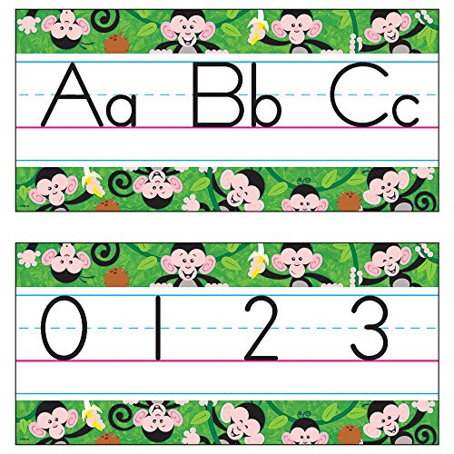 TREND enterprises, Inc. Monkey Mischief Jumbo Alphabet Lines - Zaner-Bloser ManuscriptBulletin Board Set