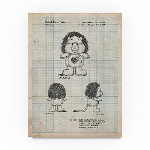 Brave Heart Lion Care Bear Patent Art Print by Cole Borders 18x24Inch Canvas Wall Art