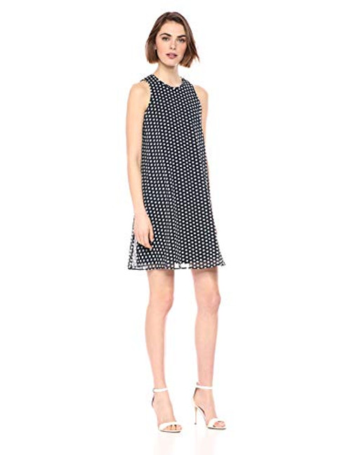 Tommy Hilfiger Womens Trapeze Dress Sky CaptainWhite Polka Dots 8