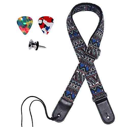 Ukulele Strap Eyeshot Adjustable Hawaiian Jacquard Woven Ukelele Shoulder Strap Suitable for Soprano Concert Tenor Baritone String Instruments