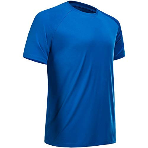 MCPORO Workout Shirts for Men Short Sleeve Quick Dry Athletic Gym Active T Shirt Moisture Wicking Blue