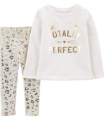 Carters Baby Girls 2Piece Top and Leggings Sets VanillaLeopardFleece 12 Months