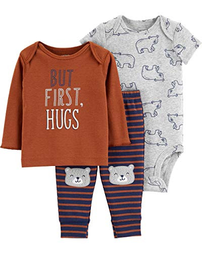 CarterS 3Piece Little Character Set But First Hugs With Bears BrownBear Hugs NEW BORN