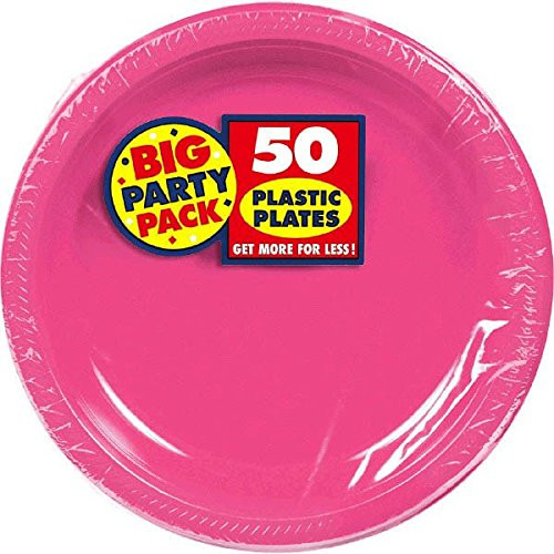Bright Pink Plastic Luncheon Plates Big Party Pack, 50 Ct.