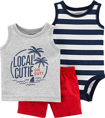 Carters Baby Boys 3Piece Palm Trees Little Short Set Navy nb