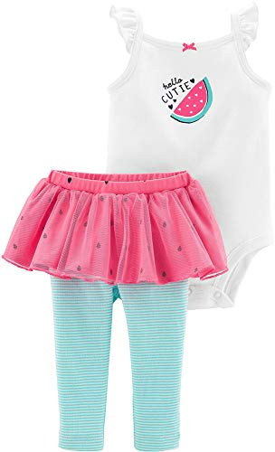 Carters Baby Girls 2Piece Tutu Pant Set IvoryPinkWatermelon Newborn