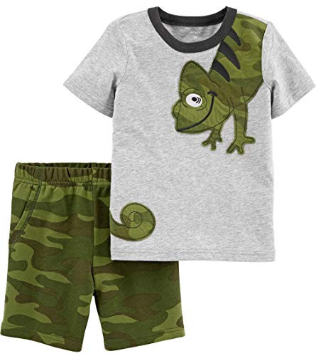 Carters 2Piece Chameleon Jersey Tee  Camo Short Set 24 Months CamoGray