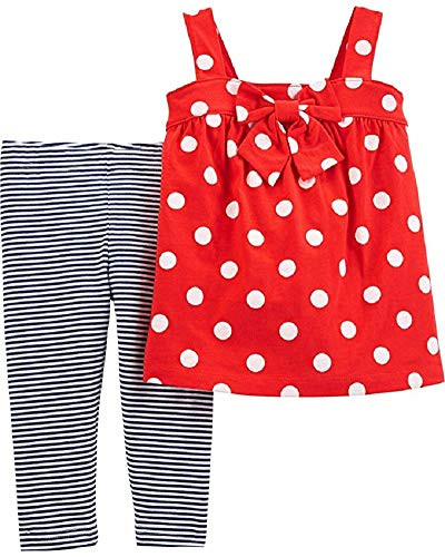 Carters Baby Girls 2Piece Polka Dot Tank  Striped Legging Set 6 Months Pink