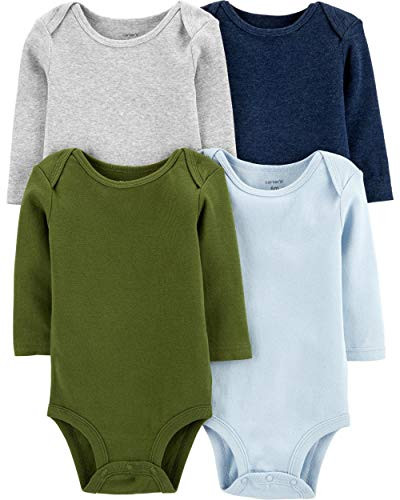Carters Baby 4 Pack Long Sleeve Bodysuit Set Boys Solid 3 Months