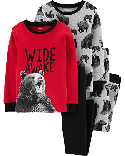 Carters Boys 4Piece Snug Fit Cotton PJs RedBlackBear 4