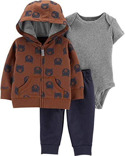 Carters Baby Boys 3Piece Little Jacket Set 9 Months BrownBlueBear