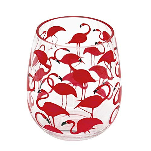 DEI 11527 Plastic Stemless Wine Glass 3.5 x 3.5 x 4.25 Pink