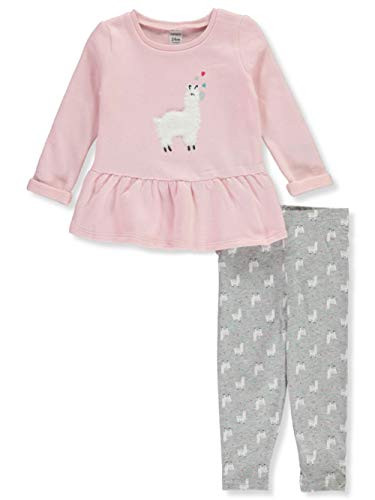 Carters 2Piece Llama Fleece Peplum Top  Leggings 9 Months Pink and Gray
