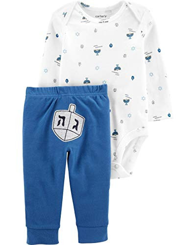 Carters Baby 2 Piece Long Sleeve Hanukkah Bodysuit and Pants Set 9 Months IvoryBlue