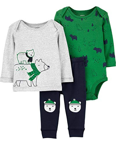 Carters Baby Boy 3Piece Polar Bear Little Character Set GreenNavy 3 Months
