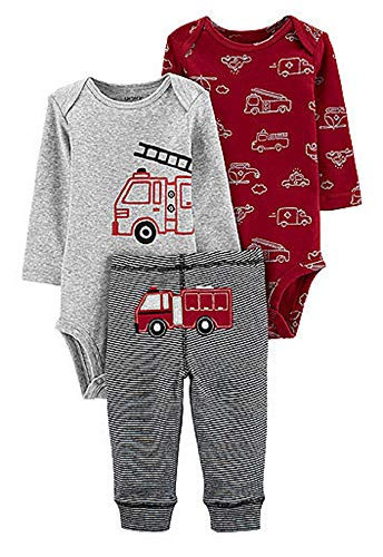 Carters 3Piece Firetruck Little Character Set 6 Months Red and Gray