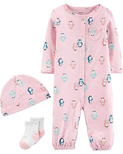 Carters 3Piece Penguin Babysoft TakeMeHome Set 6 Months Pink
