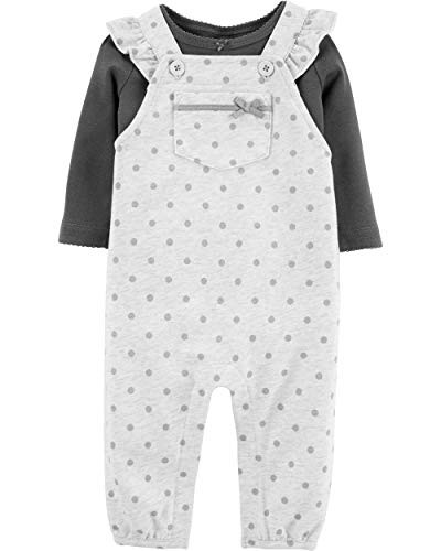 Carters 2Piece Tee  Polka Dot Knit Overalls Set 18 Months Gray