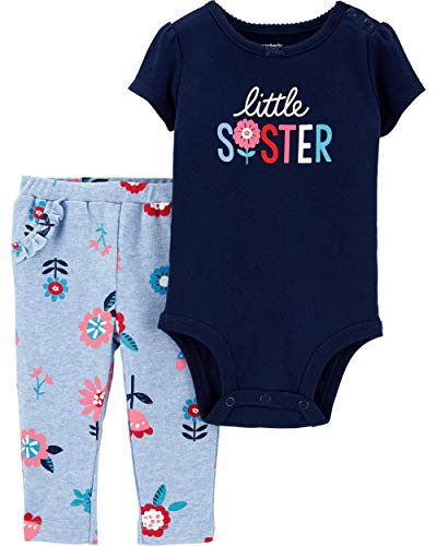 Carters Baby Girls 2Piece Bodysuit and Pants Set 9 Months Little Sister