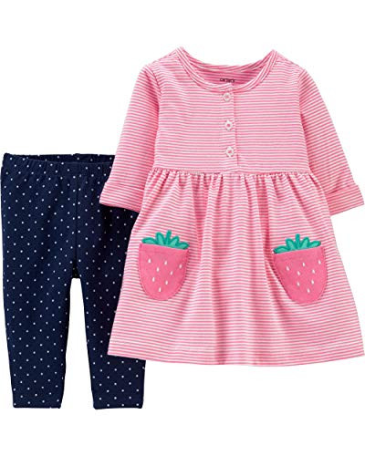 Carters 2Piece Strawberry Jersey Dress  Polka Dot Legging Set 9 Months