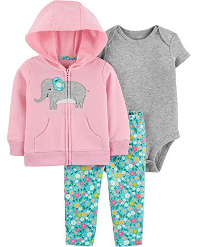 Carters 3Piece Little Jacket Set PinkElephant 3 Months