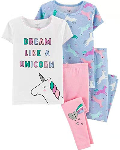 Carters 4Piece Dog Snug Fit Cotton PJs PinkBlue Unicorn 12 Months