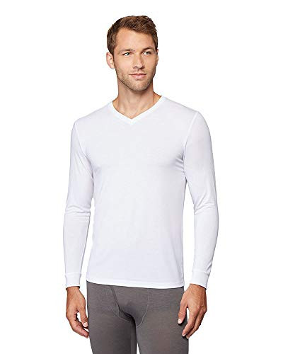 Mens Lightweight Baselayer Vneck Top White Size XXLarge