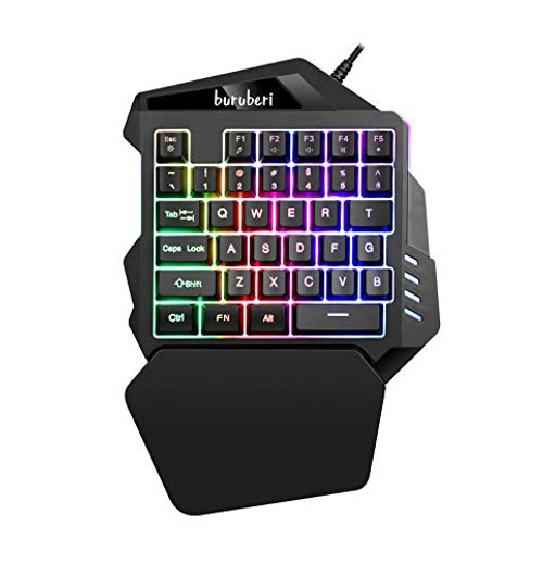 One Handed Gaming Keyboard LED RGB Backlit Wired SingleHanded Game keypad Portable Mini Gaming Keyboard for PS4 Xbox