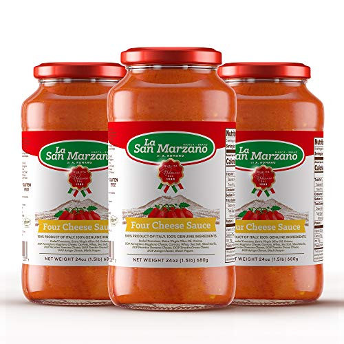 Four Cheese Pasta Sauce La San Marzano 100 Product of Italy 24 Ounce Jars  Gluten Free Ingredients With San Marzano Tomatoes Italian Cheese DOP Quality Pack of 3
