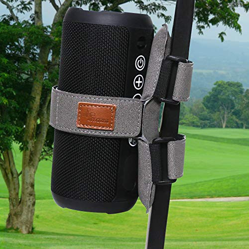 FAGERS Portable Speaker Mount for Golf Cart Railing Adjustable Speaker Mount Holder Strap Fits Most Bluetooth Wireless Speakers Attachment Accessory Bar Rail Deep Grey