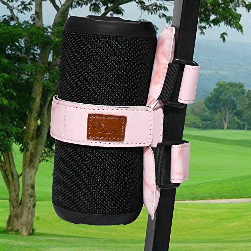 FAGERS Portable Speaker Mount for Golf Cart Railing Adjustable Speaker Mount Holder Strap Fits Most Bluetooth Wireless Speakers Attachment Accessory Bar Rail Pink