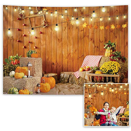 Haboke 5x7ft DurableSoft Fabric Autumn Photo Backdrop Fall Party Supplies Background Banner Decorations Photo Booth Studio Decorations